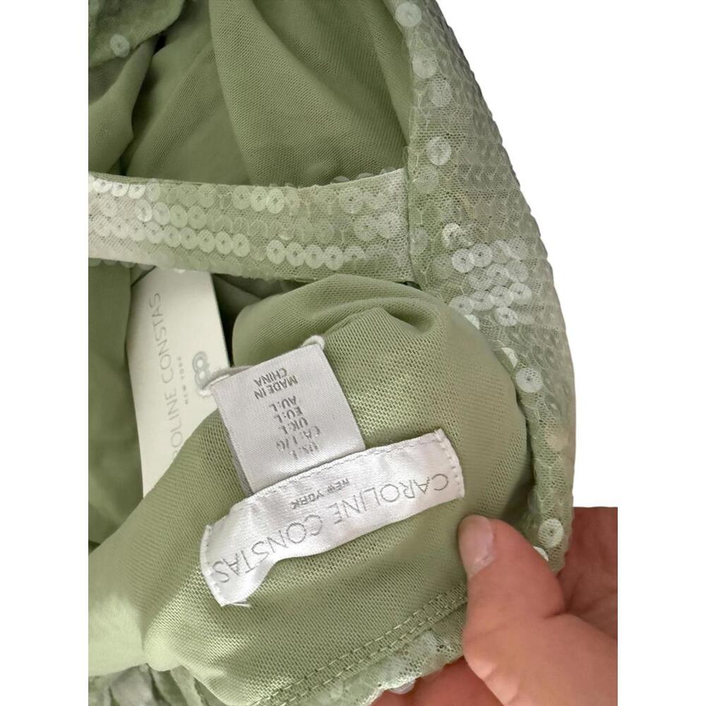 NWT Caroline Constas Clear Sequin Green White Striped Ombre Tie Dye Dress L10/12 - Picture 5 of 10